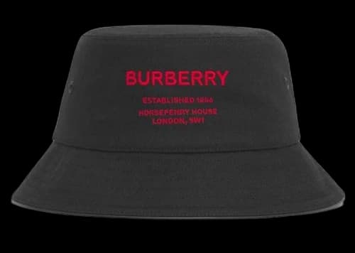 Burberry Horseferry Motif Cotton Bucket Hat Black/Red