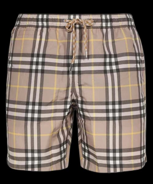 Burberry Checked Swim Shorts Beige/Yellow