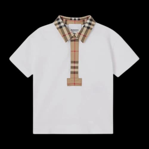 Burberry Kids Check Trim Short-Sleeve Polo Shirt 'White'