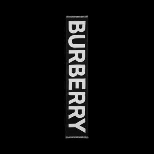 Burberry Logo Wool Scarf Black