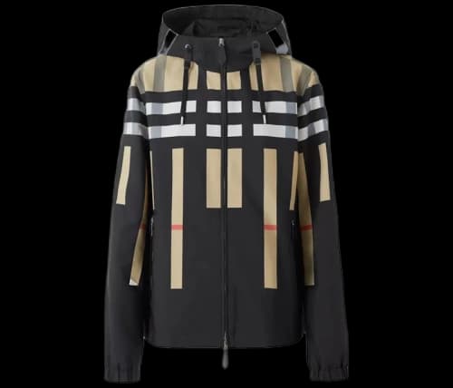 Burberry Sliced Check Nylon Hooded Jacket Archive Beige
