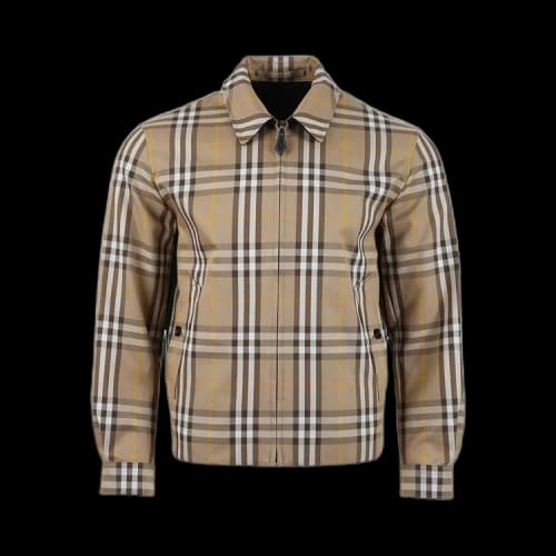 Burberry Check Print Zip Jacket 'Truffle Beige'
