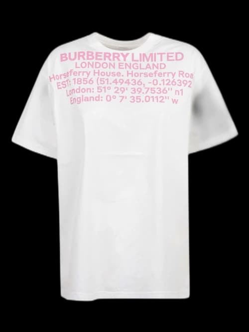 Burberry Location-Print T-Shirt White/Pink