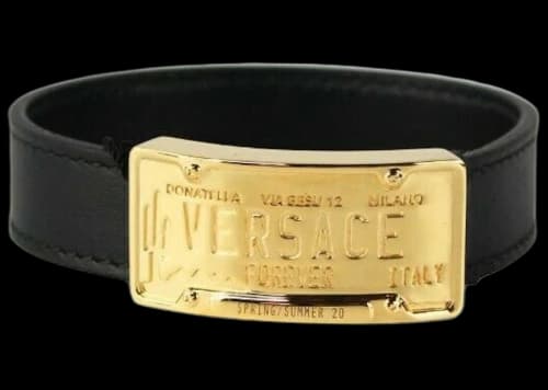 Versace License Plate Logo Bracelet Black