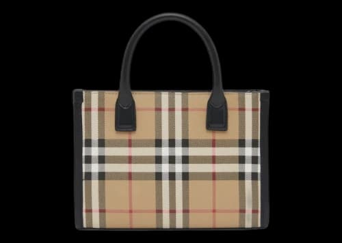 Burberry Mini Vintage Check and Leather Tote Bag Archive Beige