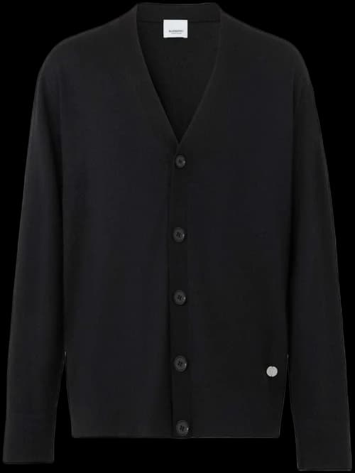 Burberry Wool And Silk V-Neck Cardigan Black