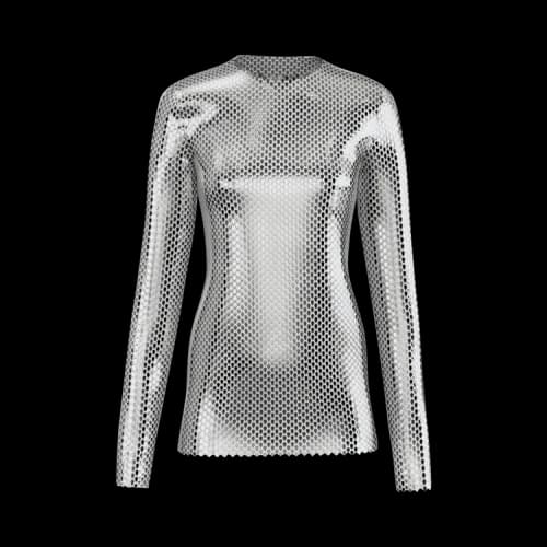 Burberry Metallic Paillette-Embellished Mesh Top 'Silver'