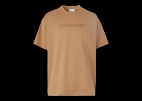 Burberry Logo Print Cotton Oversized T-shirt Camel