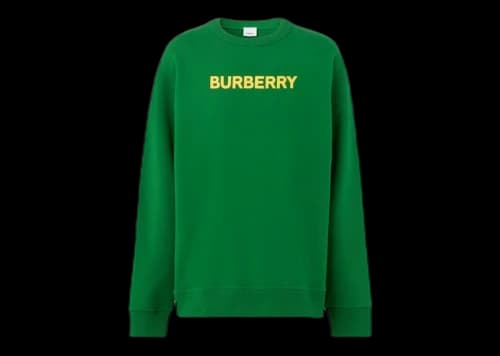 Burberry Logo Print Cotton Sweater Ivy Green/Yellow
