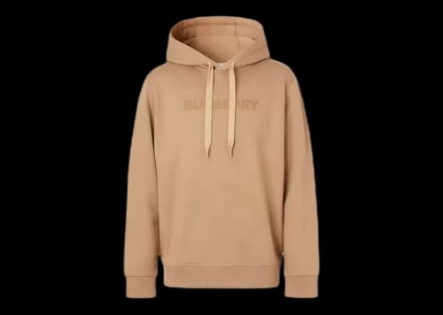 Burberry Logo Print Cotton Hoodie Camel
