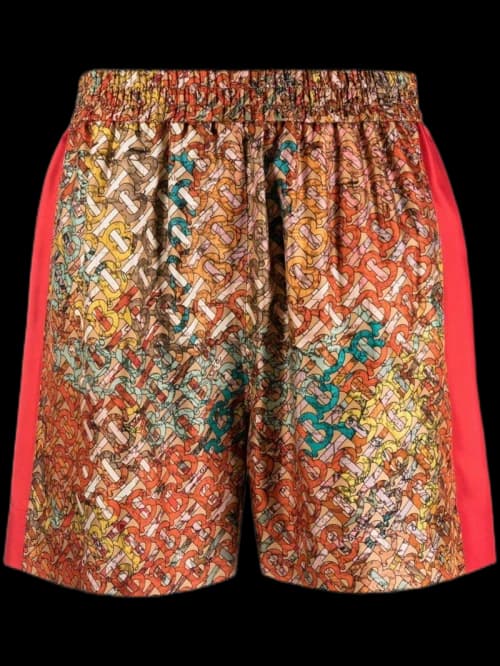 Burberry Bradeston Patterned Silk Shorts Bright Orange