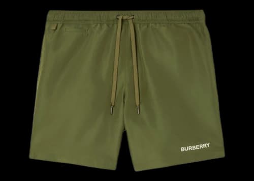 Burberry Logo Detail Swim Shorts Olive/White