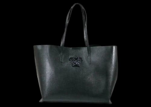 Versace Vitello Tote Bag Black