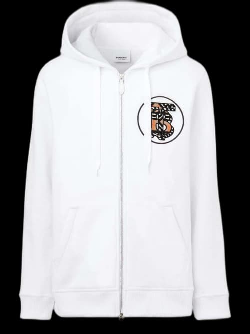Burberry TB Monogram Motif Zipped Hoodie Jacket White