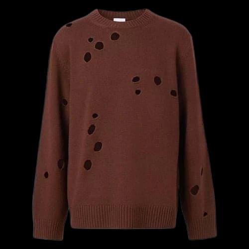 Burberry Cutout Detail Wool Sweater Dark Red
