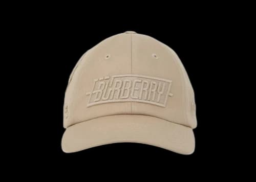 Burberry Badge Applique Gabardine Baseball Cap Soft Fawn