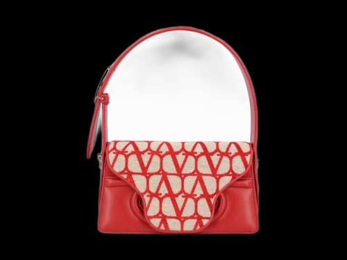 Valentino Le Grand Deuxième Logo Plaque Shoulder Bag Beige/Red