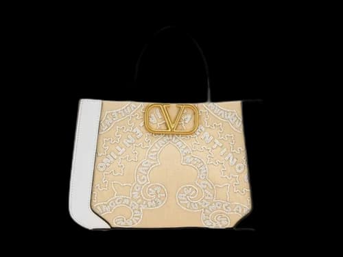 Valentino V'Logo Signature Top Handle Tote Bag Beige/Off-White