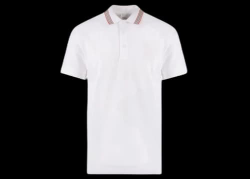 Burberry Embroidered Logo Biologic Piqu Cotton Polo Shirt White