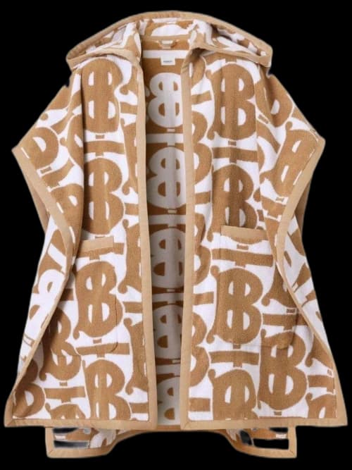 Burberry Cotton Jacquard Hooded Cape Neutral White