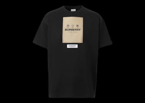 Burberry Label Applique Cotton Oversized T-Shirt Black