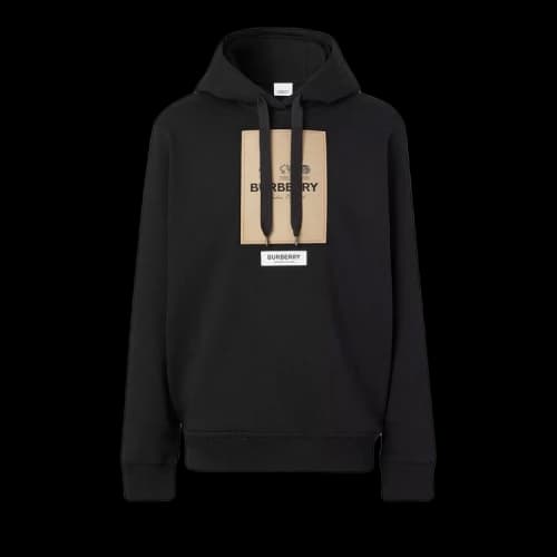 Burberry Owie Label Logo Hoodie Black
