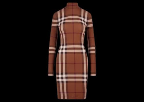 Burberry Women's Iconic Print Stretch Viscose Dress Beige