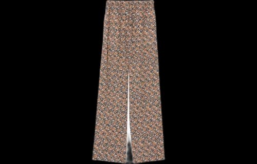 Burberry Monogram Print Silk Wide-Leg Trousers Orange Multi