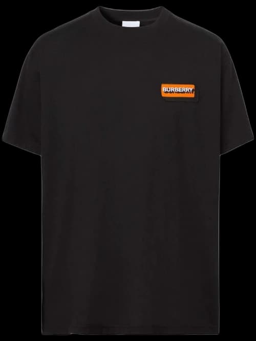 Burberry Logo Applique Cotton Oversized T-shirt Black/Orange
