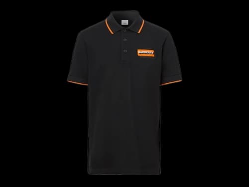 Burberry Logo Applique Cotton Pique Polo Shirt Black/Orange