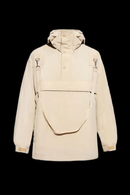 Burberry Logo Print Oversized Windbreaker Jacket Beige