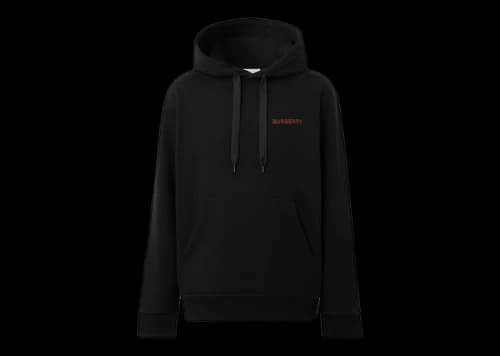 Burberry Topstitched Monogram Motif Cotton Oversized Hoodie Black