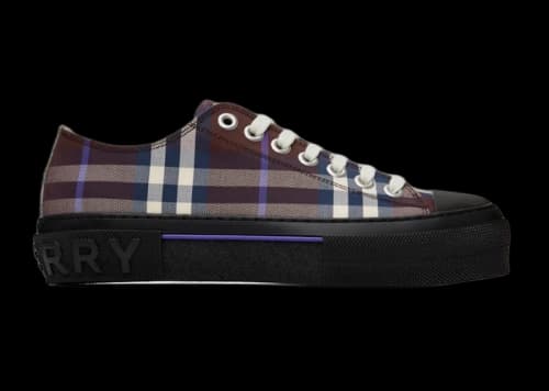 Burberry Vintage Check Cotton Sneakers Deep Maroon