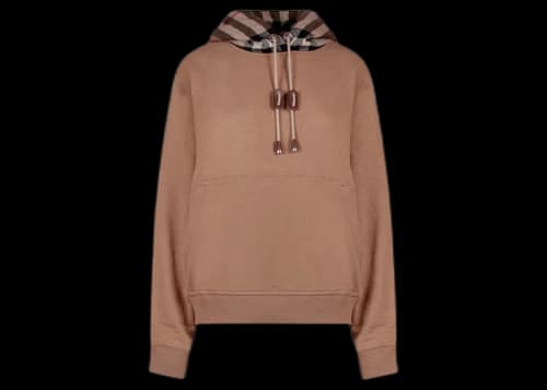 Burberry Women's Tartan Motif Cotton Sweatshirt Beige