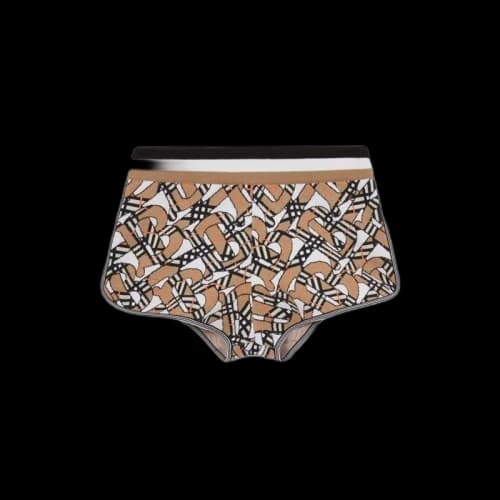 Burberry Monogram Casual Wool Blend Shorts Beige/White
