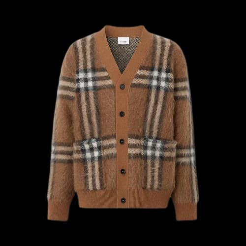 Burberry Check Jacquard Cardigan 'Dark Birch Brown'