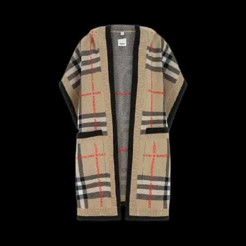 Burberry Check Wool Cashmere Hooded Cape 'Archive Beige'