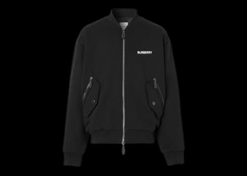 Burberry EKD Print Cotton Oversized Bomber Jacket Black/White