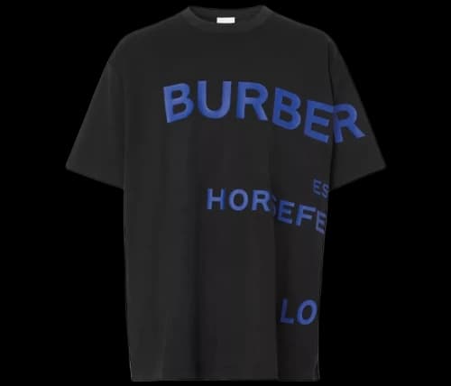 Burberry Horseferry Print Cotton Oversized T-shirt Black Blue