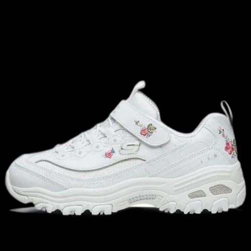 (GS) Skechers D'lites 1.0 Chunky Shoes 'White Red'
