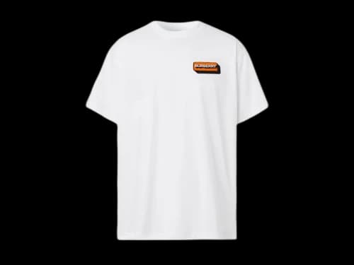 Burberry Logo Applique Cotton Oversized T-shirt White/Orange