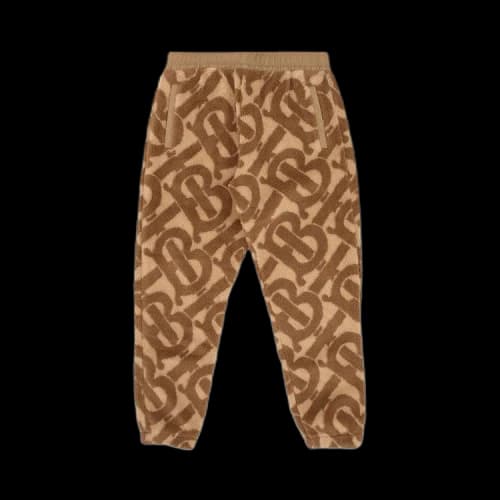 Burberry TB Monogram Fleece Jacquard Trousers Soft Fawn