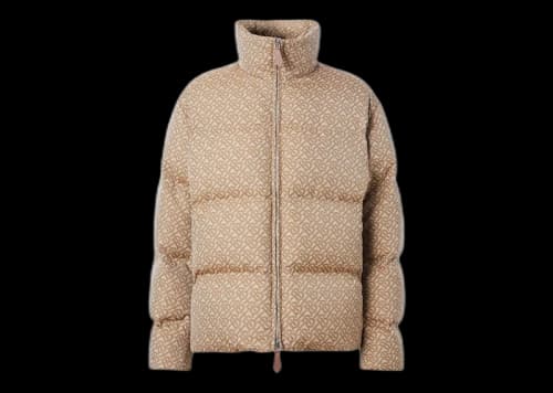 Burberry Monogram Motif Jacquard Puffer Jacket Soft Fawn