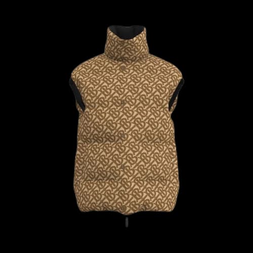 Burberry Monogram Jacquard Puffer Gilet 'Soft Fawn'