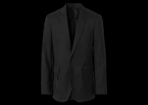 Burberry Slim Fit Zip Detail Wool Tailored Jacket Black