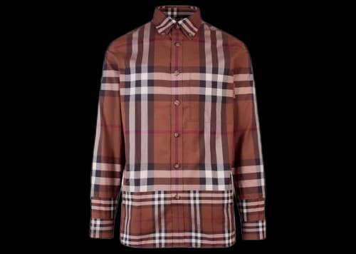 Burberry Tartan Motif Cotton Shirt Brown