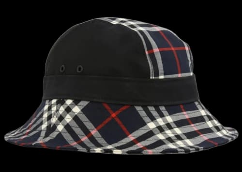 Burberry Check Print Bucket Hat Navy