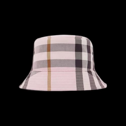 Burberry Logo Detail Check Cotton Bucket Hat Pink/Black