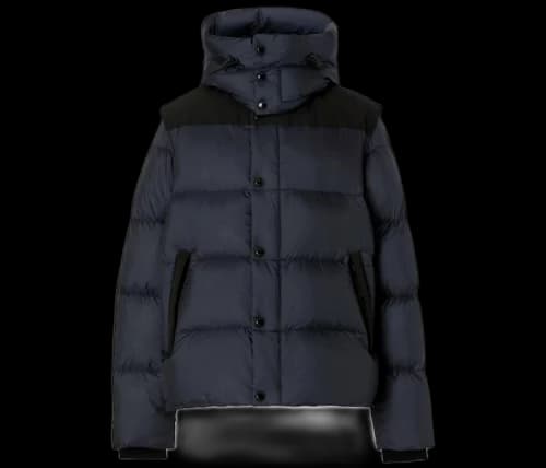 Burberry Detachable Sleeve Hooded Puffer Jacket Navy