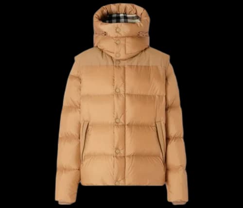 Burberry Detachable Sleeve Hooded Puffer Jacket Warm Honey